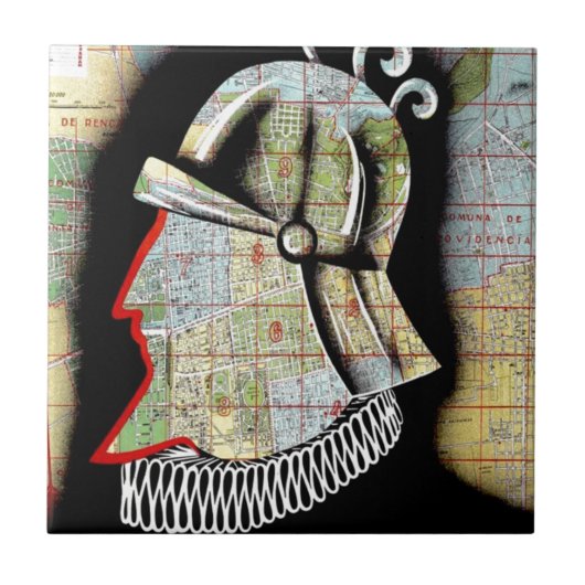 Vintager Chile Santiago Travel Fliese (Vorderseite)