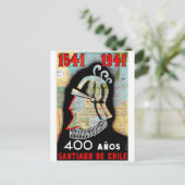 Vintager Chile Santiago Travel Postkarte (Stehend Vorderseite)