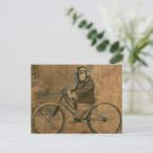 Vintager Chimp Fahrrad fahren Postkarte (Stehend Vorderseite)