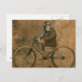 Vintager Chimp Fahrrad fahren Postkarte (Vorne/Hinten)