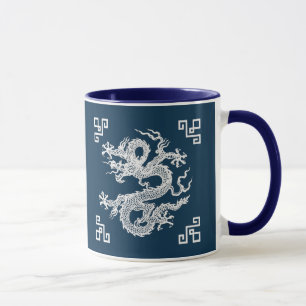 Vintager chinesischer Drache in Weiß Tasse