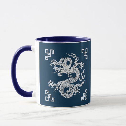 Vintager chinesischer Drache in Weiß Tasse (Links)