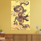 Vintager chinesischer Drache-Leinwand-Druck Leinwanddruck (Insitu (Wohnzimmer))