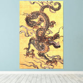 Vintager chinesischer Drache-Leinwand-Druck Leinwanddruck (Insitu (Holzboden))