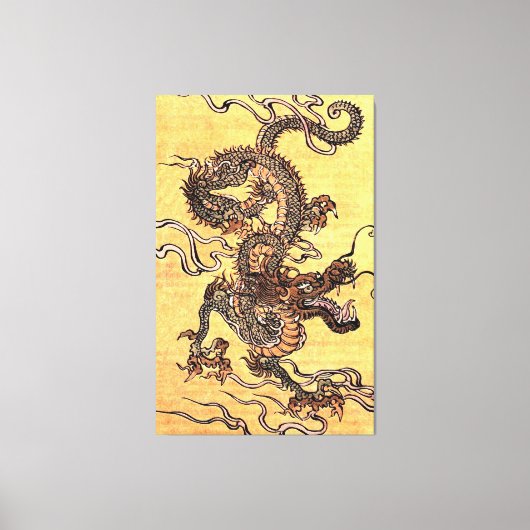 Vintager chinesischer Drache-Leinwand-Druck Leinwanddruck (Vorderseite)