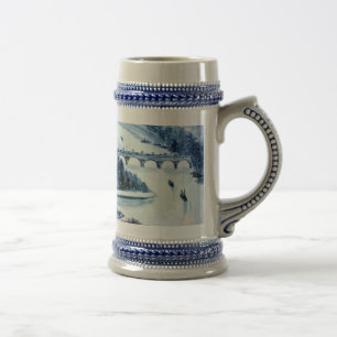 Vintager chinesischer Porzellanbild Stein Bierglas