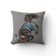 Vintager chinesischer Shi Lion auf mittlerem Grau