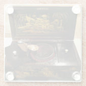 VINTAGER CHINESISCHER TEE-KASTEN GLASUNTERSETZER (Rückseite)