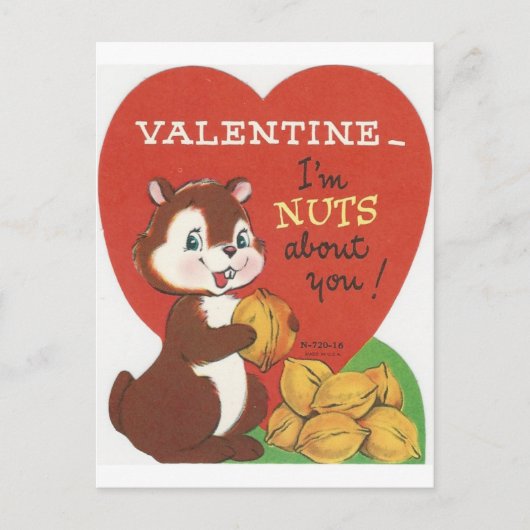 Vintager ChipmunkValentine Feiertagspostkarte (Vorderseite)