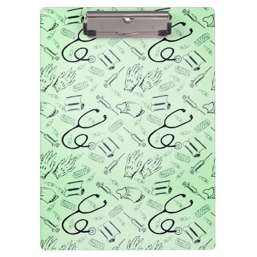 Vintager Chirurg, grüner Arzt Klemmbrett (Vorderseite)