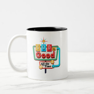 Vintager Christlicher Retro-Gott ist Gott. Zweifarbige Tasse