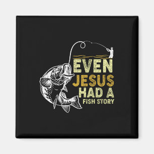 Vintager Christlicher Vater Fischen auch Jesus hat Magnet