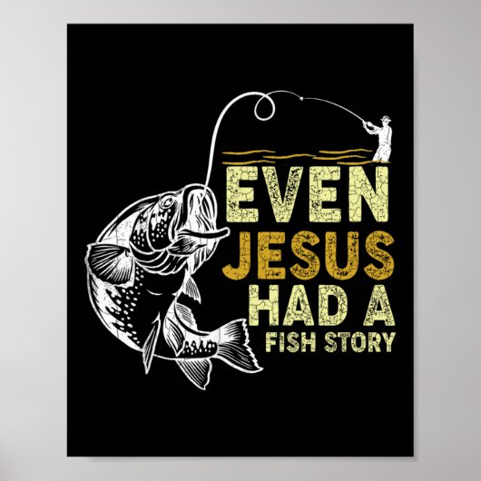 Vintager Christlicher Vater Fischen auch Jesus hat Poster (Vorne)