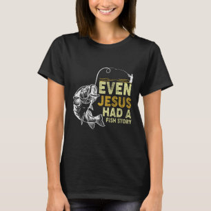 Vintager Christlicher Vater Fischen auch Jesus hat T-Shirt