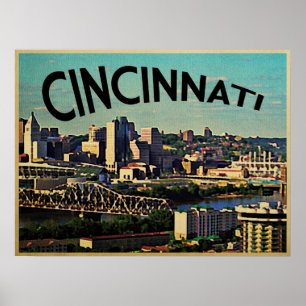 Vintager CincinnatiSkyline Poster
