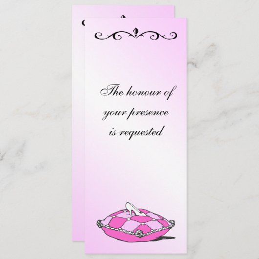 Vintager Cinderella Slipper auf Rosa Hochzeit Einl Einladung (Vorne/Hinten)