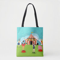 Vintager Circus All-over-Drucktasche