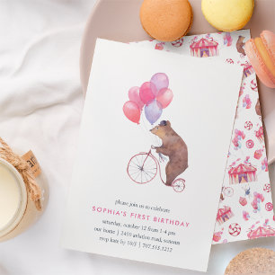 Vintager Circus Bär Geburtstagsparty Einladung