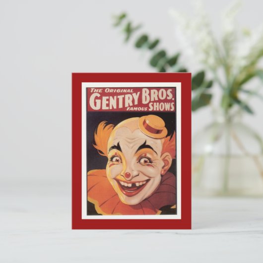 Vintager Circus Clown Postkarte (Stehend Vorderseite)