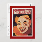 Vintager Circus Clown Postkarte (Vorne/Hinten)