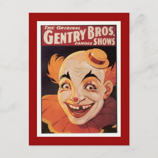 Vintager Circus Clown Postkarte (Vorderseite)
