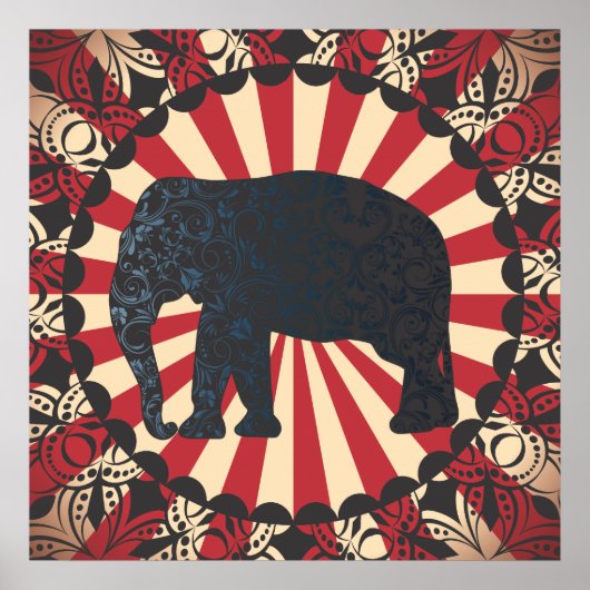 Vintager Circus Elephant Free Mandarin Circle zu Poster (Vorne)