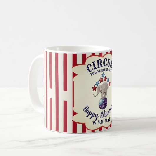Vintager Circus Elephant Funny Retirement Kaffeetasse (Vorderseite Links)