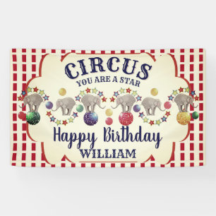 Vintager Circus Elephant Geburtstag Banner
