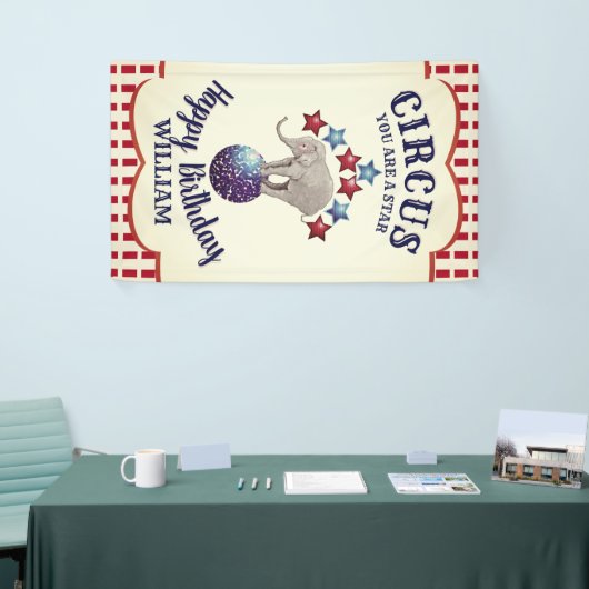 Vintager Circus Elephant Geburtstag Banner (Messeveranstaltung)