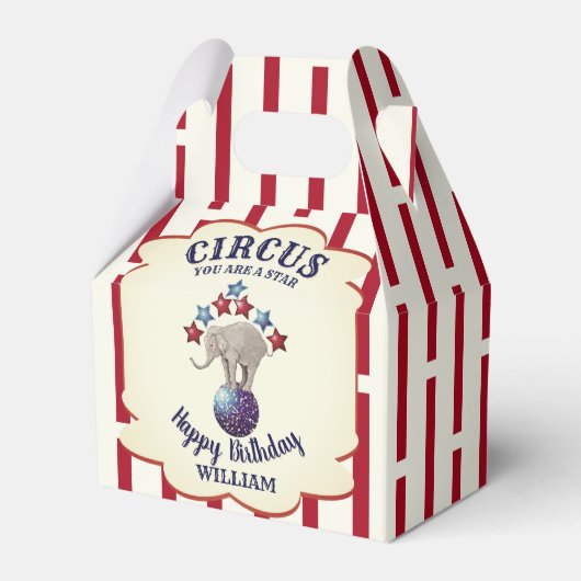 Vintager Circus Elephant Geburtstag Geschenkschachtel (Vorderseite)