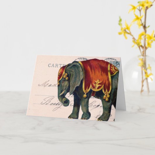 Vintager Circus Elephant Karte (Gelbe Blume)