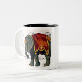 Vintager Circus Elephant Zweifarbige Tasse (Vorderseite Links)