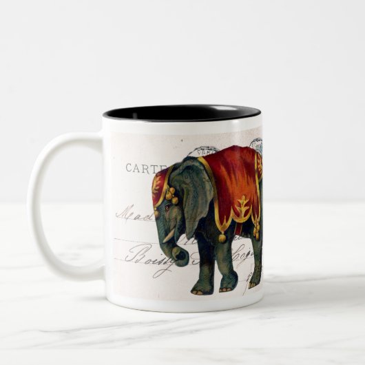 Vintager Circus Elephant Zweifarbige Tasse (Links)