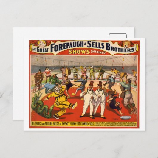 Vintager Circus Forepaugh & Sells Postkarte (Vorne/Hinten)