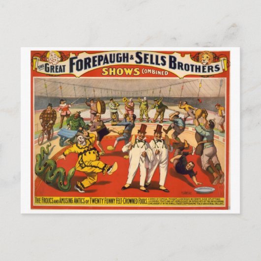 Vintager Circus Forepaugh & Sells Postkarte (Vorderseite)