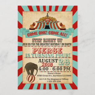 Vintager Circus Geburtstagsparty Einladung