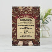 Vintager Circus Karneval Elegante Showtime Hochzei Einladung (Stehend Vorderseite)