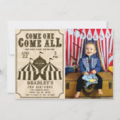 Vintager Circus Karneval Geburtstag Foto Einladung (Vorderseite)