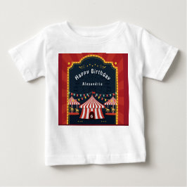 Vintager Circus Karneval Rotes Glück Geburtstagsze Baby T-shirt