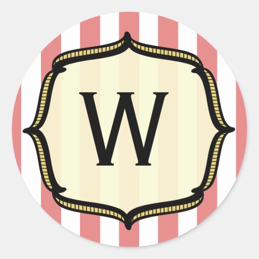 Vintager Circus Monogramm Sticker (Vorderseite)