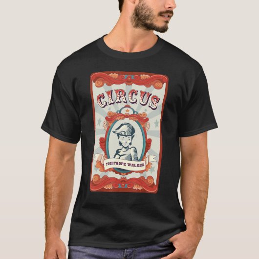 Vintager Circus Stab Abzeichen Funambulismus Tight T-Shirt (Vorderseite)