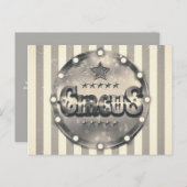 Vintager Circus Streifen Save the Date Party Ankündigungspostkarte (Vorne/Hinten)
