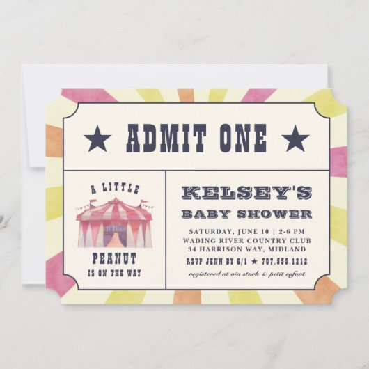 Vintager Circus Ticket Kinderdusche Einladung (Vorderseite)