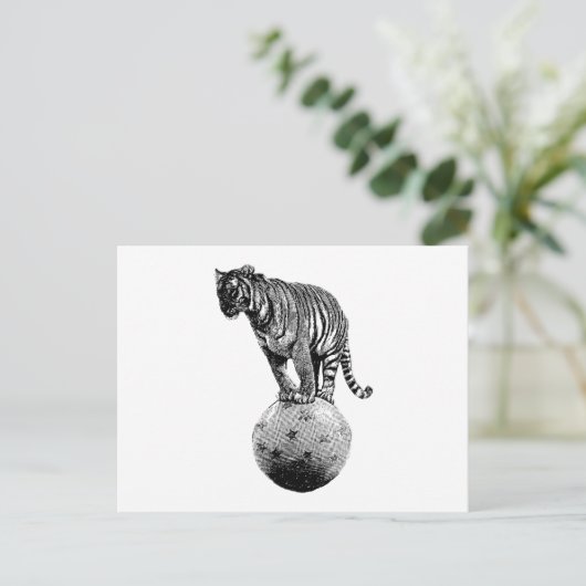 Vintager Circus Tiger Postkarte (Stehend Vorderseite)