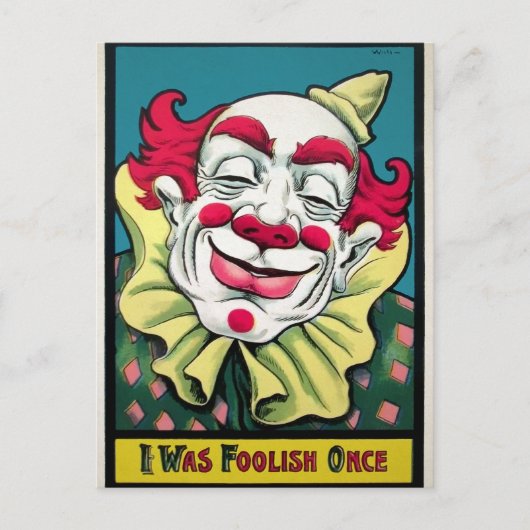 Vintager Clown Art Postkarte (Vorderseite)