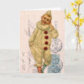 Vintager Clown Postcard Digitale Kunst, Geburtstag Karte (Gelbe Blume)