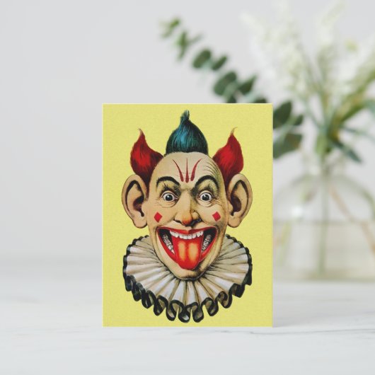 Vintager Clown Postkarte (Stehend Vorderseite)