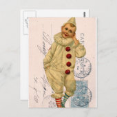 Vintager Clown Postkarte Digitale Kunst (Vorne/Hinten)