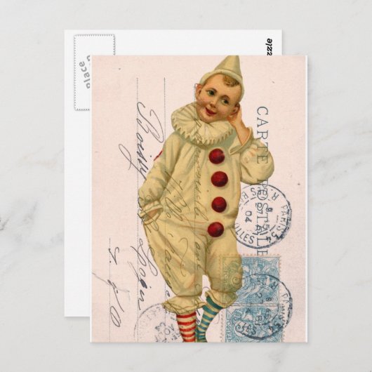 Vintager Clown Postkarte Digitale Kunst (Vorne/Hinten)