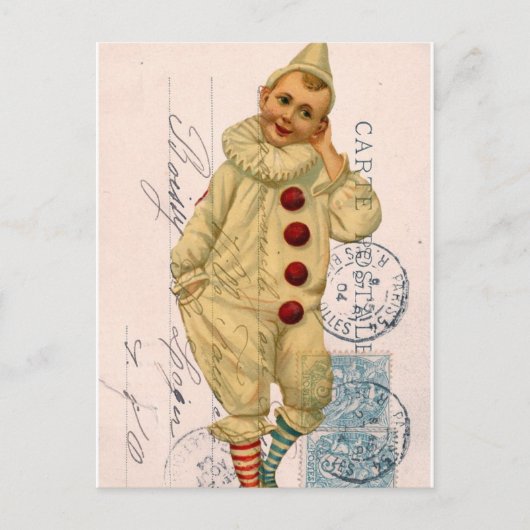 Vintager Clown Postkarte Digitale Kunst (Vorderseite)